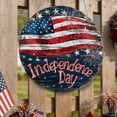 thumbnail image 7 of Yeciiwht American Flag Wooden Wall Decor for Porch, 4th of July Patriotic Round Sign, Independence Day Farmhouse Hanging, 7 of 7