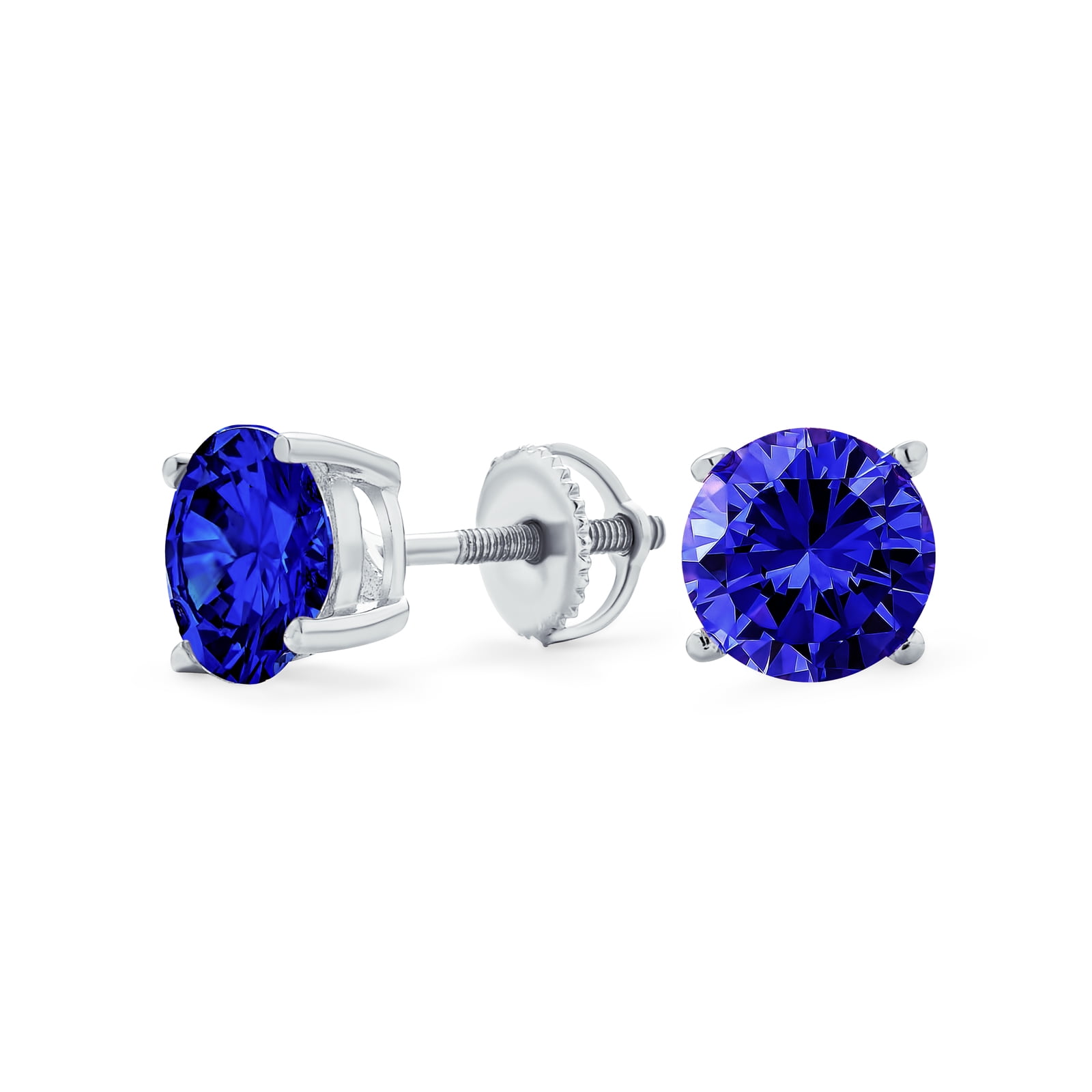 .50CT Round Brilliant Cut AAA CZ Solitaire Stud Earrings For Women Men Sterling Silver Screwback Blue Pink Clear 5MM