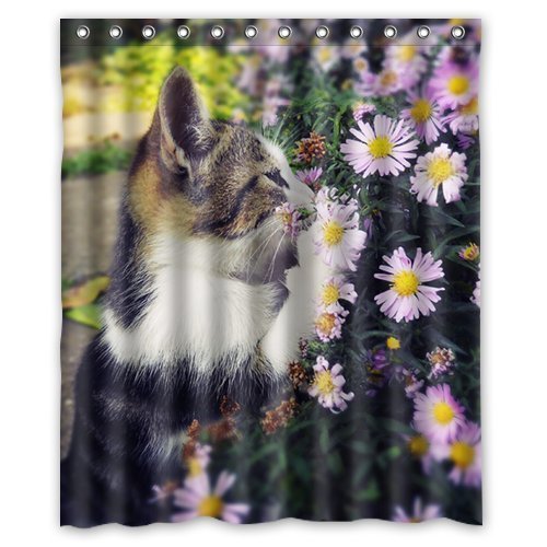 ABPHQTO Cortina de ducha con estampado de gato lindo Cortina de ducha impermeable 150x180 cm