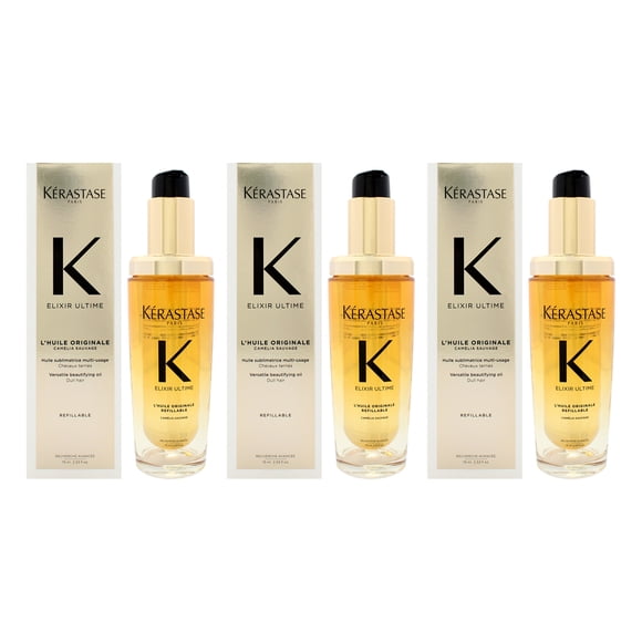 Elixir K Ultime Versatile Beautifying Oil by Kerastase for Women - 2.53 oz Oil (Refillable) - Pack of 3