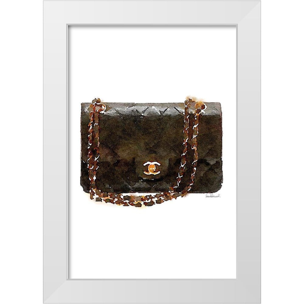 Framed Canvas Art (White Floating Frame) - Quilted Bag Silver Chain on Box by Amanda Greenwood ( Fashion > Fashion Accessories > Bags & Purses art) 
