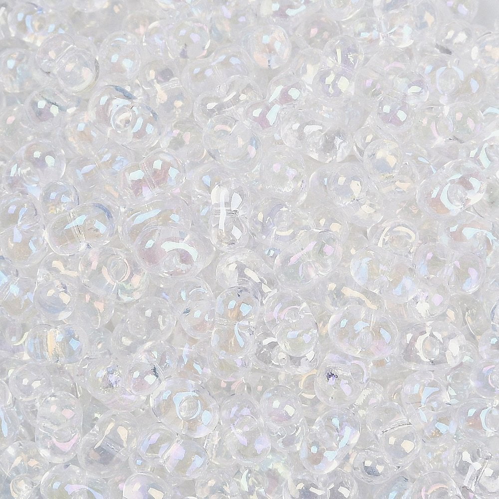 1Pound Transparent Colours Rainbow Glass Seed Beads Round Hole Peanut Clear AB 3.5x6x3.5mm Hole: 0.8mm 4500pcs/pound