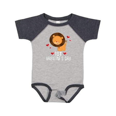 

Inktastic First Valentines Day Baby Boy Lion Boys Baby Bodysuit