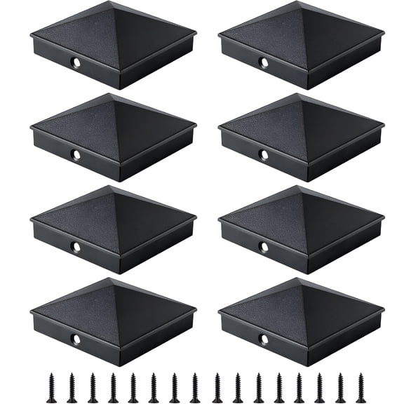 ZHZFKQ 2026 New 4X4 Aluminum Pyramid Post Cap Cover (Black 8 Pack) Fits 4X4 Nominal Wood (True 3.5 X 3.5) Powder Coated Matte Outdoor Post Caps Cover,Fence Wood Post,Decking,Waterproof