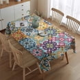 thumbnail image 2 of Blue Boho Bohemia Floral Geometric Pattern Rectangle Tablecloth 60"x84",Waterproof Polyester Rectangle Table Cloth, Wipeable Spillproof Polyester Tablecloth for Dining, Camping, Indoor and Outdoor, 2 of 5