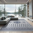 thumbnail image 2 of ODIKA 6'x9' Navy White Geometric Floral Design Washable Area Rug Intricate Patterns with Modern Touch Easy Care, Non-Shedding, for Queen Size Bedroom Under Bed Master Suite, 2 of 7