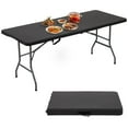 thumbnail image 2 of CL.HPAHKL 6 ft Folding Table, Heavy Duty Plastic Table with Collapsible Steel Legs Portable Table Camping with Carrying Handle Indoor Outdoor Picnic Table for Parties Wedding BBQ, Black Rattan, 2 of 7