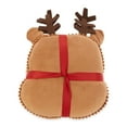 Holiday Time 12inch Reindeer Shaped Decorative Pillow, Brown and Red, 2