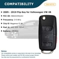 thumbnail image 4 of AKS KEYS Replacement for Volkswagen Key Fob (4 Buttons) That Use FCC NBG92596263 and Part Number 1K0 959 753 P - 315 MHz, 4 of 6