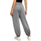 thumbnail image 4 of Pantalones de mujer cintura alta elásticos Color puro cordón bolsillos sueltos deportes pierna ancha tobillo atado pantalones de mujer, 4 of 6