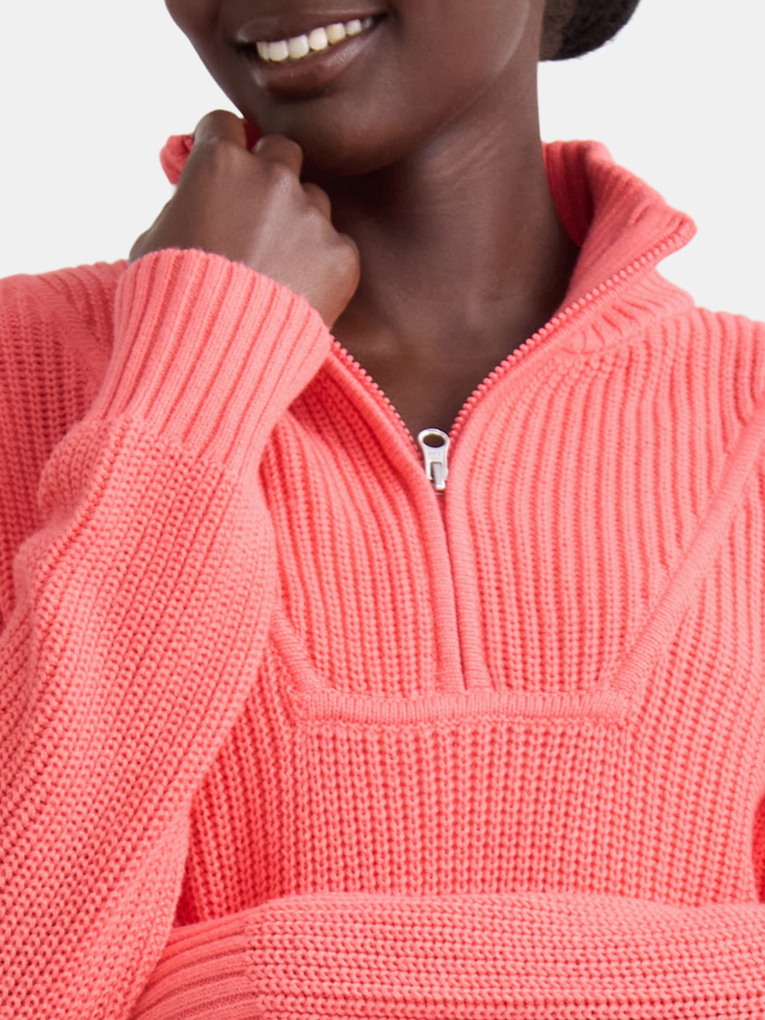 Time and Tru Women's Half Zip Pullover Sweater, Midweight, Sizes XS-XXXL