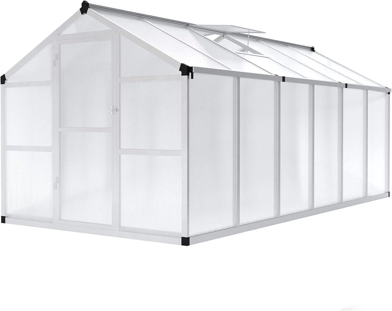 Homhougo 8x12 FT Greenhouse for Outdoors, Large Aluminum Greenhouses with Roof Vent, Polycarbonate Aluminum Greenhouse Heavy Duty, Walk-in Green Houses for Winter Garden, Backyard, Patio, Lawn