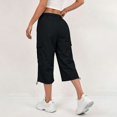 thumbnail image 6 of Women's Capri Cargo Pants, Elastic Waist Cropped Hiking Pants for Women, Lightweight Quick Dry Jogger Trousers with Multi Utility Pockets, Adjustable Capri Length Streetwear Travel Pants Black XXXL, 6 of 9