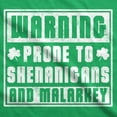 thumbnail image 2 of Mens Warning Prone to Shenanigans and Malarkey T Shirt Saint Patricks Day Tee Graphic Tees, 2 of 6