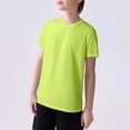 thumbnail image 2 of LIIPEE Boys Girls T-Shirt Solid Color Short Sleeve Round Neck Tshirt Tops Girl Comfort Indoor Outdoor Wear Tee,Light Green,3-4 Years, 2 of 4