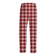 thumbnail image 5 of Garbnen Red Plaid Pajama Pants Color Block Straight Leg Men Sleep Pants Drawstring Spring Summer Mens Lounge Pants with Pocket, 5 of 6