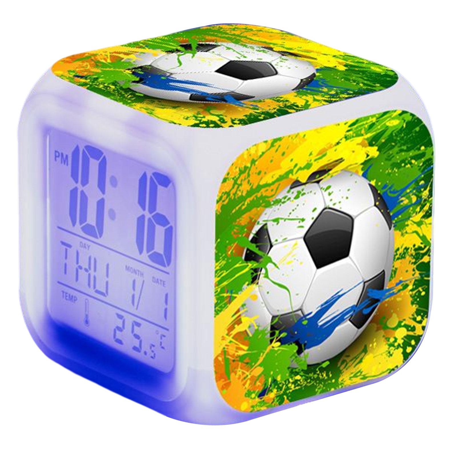 Facaimo Digital Alarm Clock Boys Football Alarm Clock Creative LED