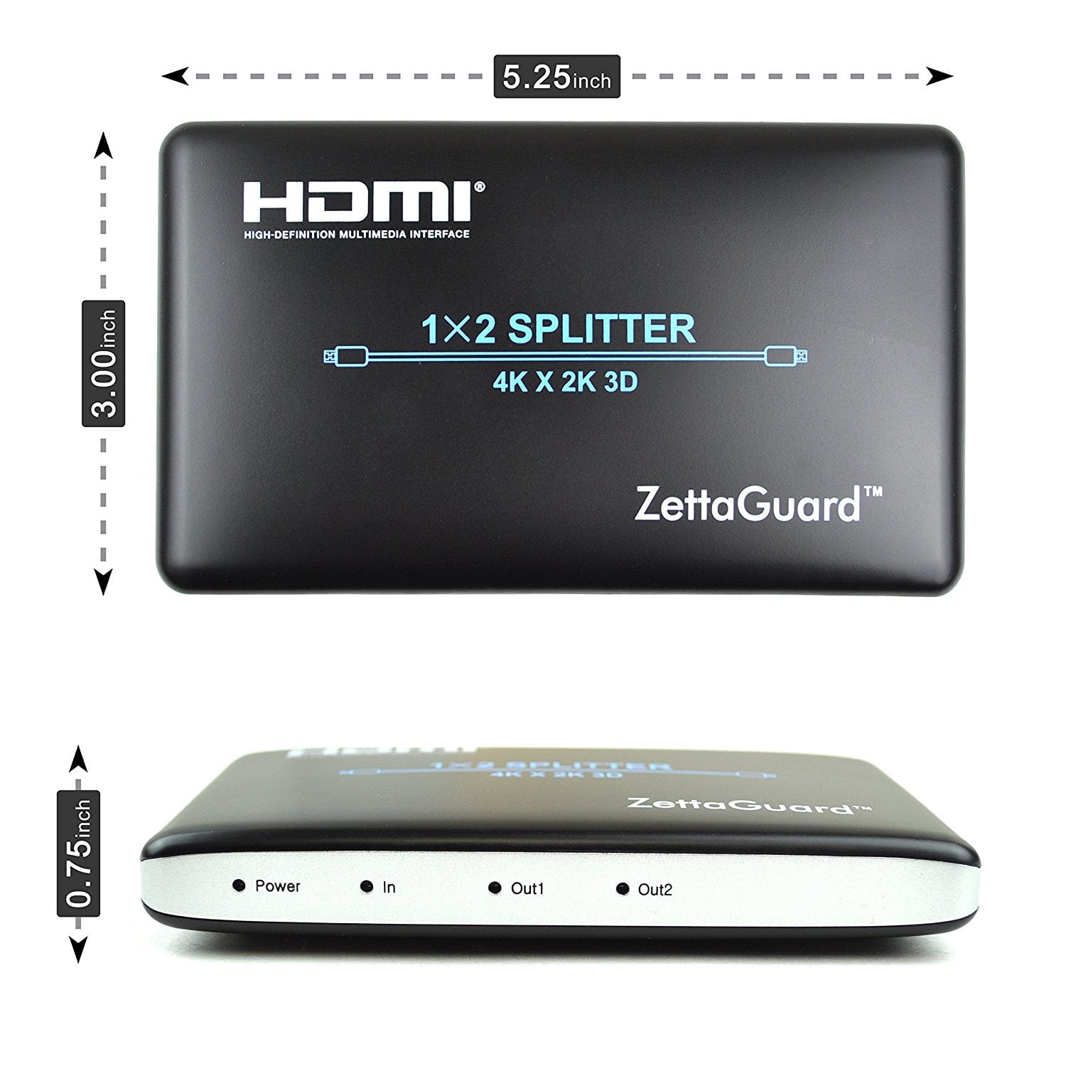 ZettaGuard 1 x 4 HDMI Splitter 1 In 4 Out with Full HD 4K x 2K 