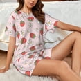 thumbnail image 4 of Wukai Strawberry Floral Women's Pajama Set,Short-Sleeve Top and Shorts with Elastic Waistband and Pockets for Loungewear, Yoga, and Casual Wear-Large, 4 of 8
