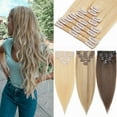thumbnail image 1 of SEGO Clip in Human Hair Extensions Full Head Human Hair Extensions Silky Straight Soft Hair, 1 of 6