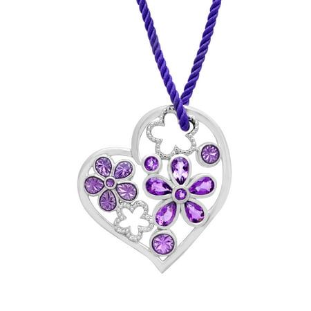 1 1/10 ct Natural Amethyst Heart Pendant Necklace in Sterling Silver