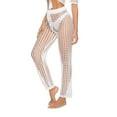 thumbnail image 2 of BSDJILFG Swim Pants for Women Cover Ups Swimsuit Lace Crochet Knitted Hollow Out Bikini Cover Ups Fishnet Elastic Waist Bathing Suit Long Pants Summer Beach Pants ,Black,White and Khaki, 2 of 7