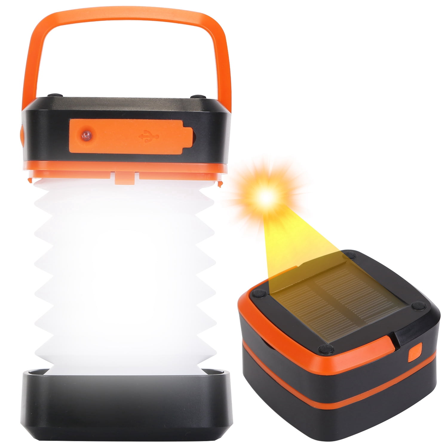 Solar Camping Lantern Lamp TeqHome LED Collapsible Tent Lamp for Camping IP65 Waterproof USB Rechargeable Portable Emergency Camping Light for Hurricane Hiking Fishing Power Outage Outdoor