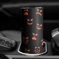 thumbnail image 3 of 20oz Spooky Pumpkin Faces Halloween Pattern Skinny Tumblers Stainless Steel Tumbler with Lid and Straw,Vacuum Insulated Double Wall Travel Tumbler Cups with Cleaning Brush for Coffee,Tea, 3 of 6