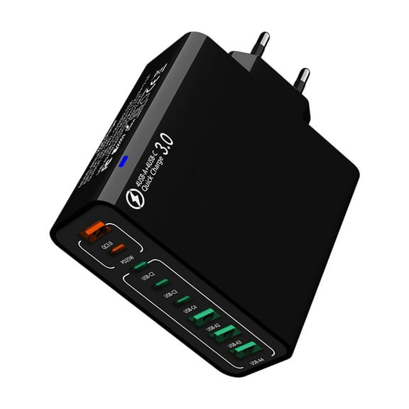 European Standard 120W 8 Ports 4USB 4Type C Port Fast Charging Mobile Phone Charger QC4.0 Charging Head