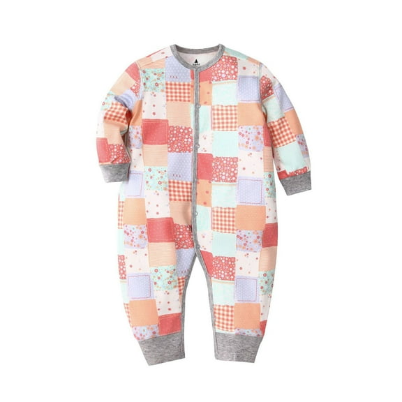 Likimi Infant Girls Boys Romper Crew Neck Long Sleeve Print Comfortable Jumpsuit Spring Autumn Outfits Orange Size 3-6 Months