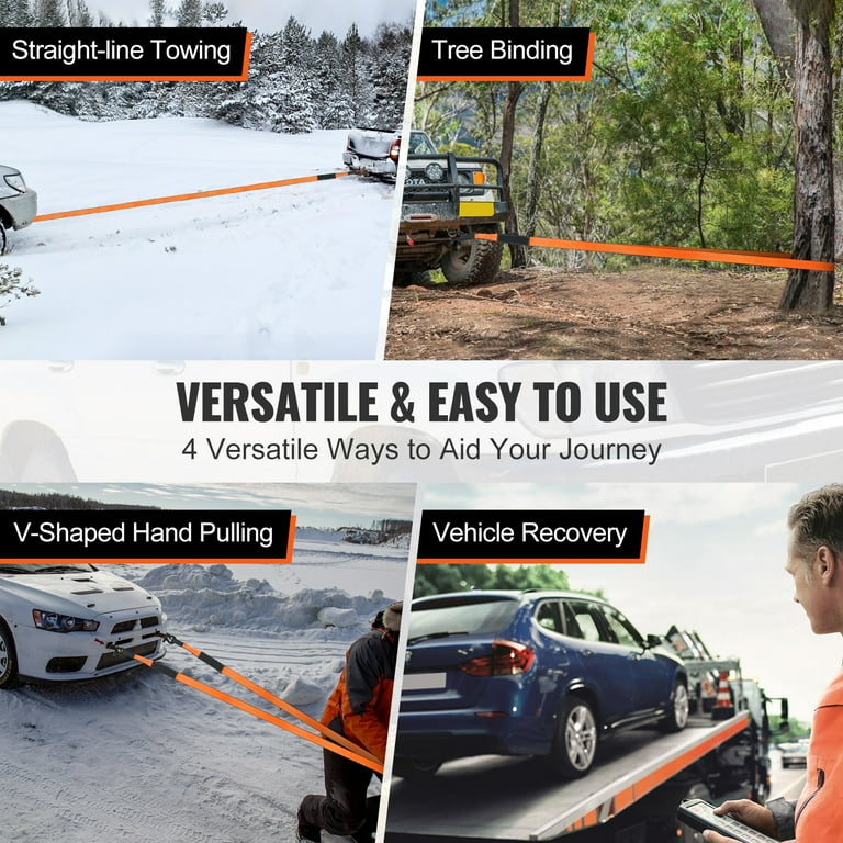 Heavy Duty 3" X 30ft Tow Strap With Loops & D-Rings - 26,455 Lb Break Strength For Recovery 6 thumbnail image