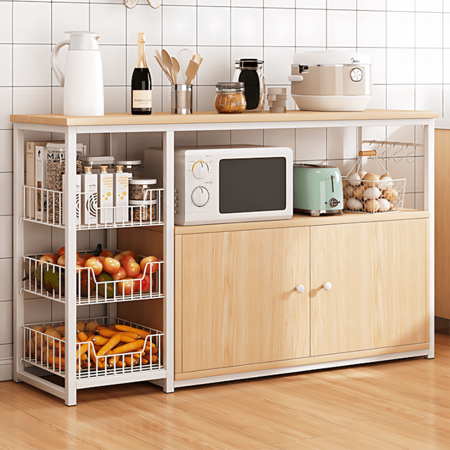 Mueble Organizador Cocina Estante Microondas Despensa Horno Marrón Claro
