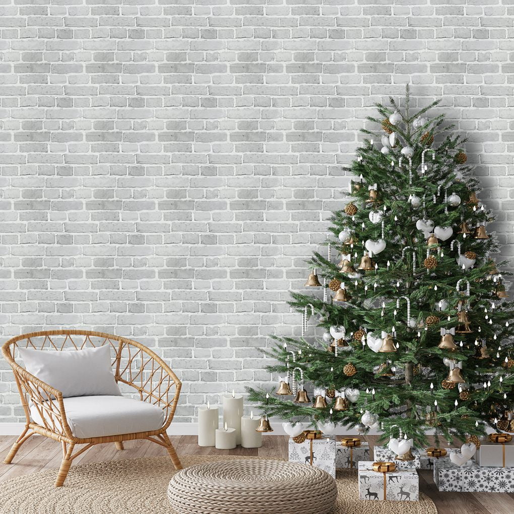 Arthome Peel and Stick Brick Wallpaper 17''x120'' Self Adhesive Contact Paper Waterproof Vinyl Film Wall Paper for Brick Vinyl Paper for Bedroom,Living Room,Fireplace,Stair,Room Decor(Gray)