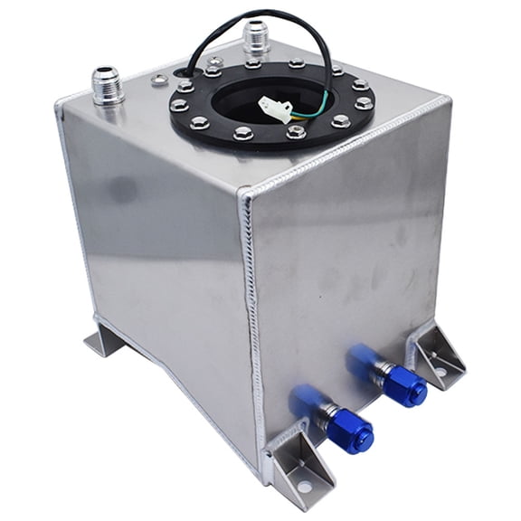 2.5 Gallon Universal Fuel Cell Gas Tank Aluminum Polished Race Street Drift Strip Fuel Cell Tank with Level Sender Silver