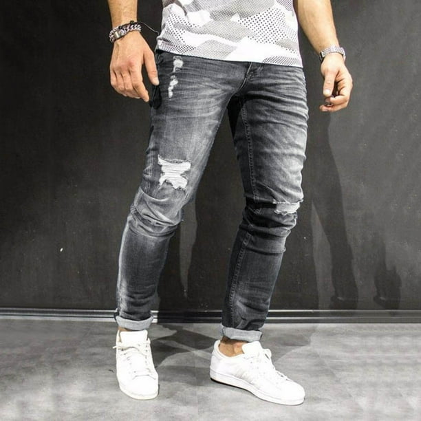 black scratch jeans