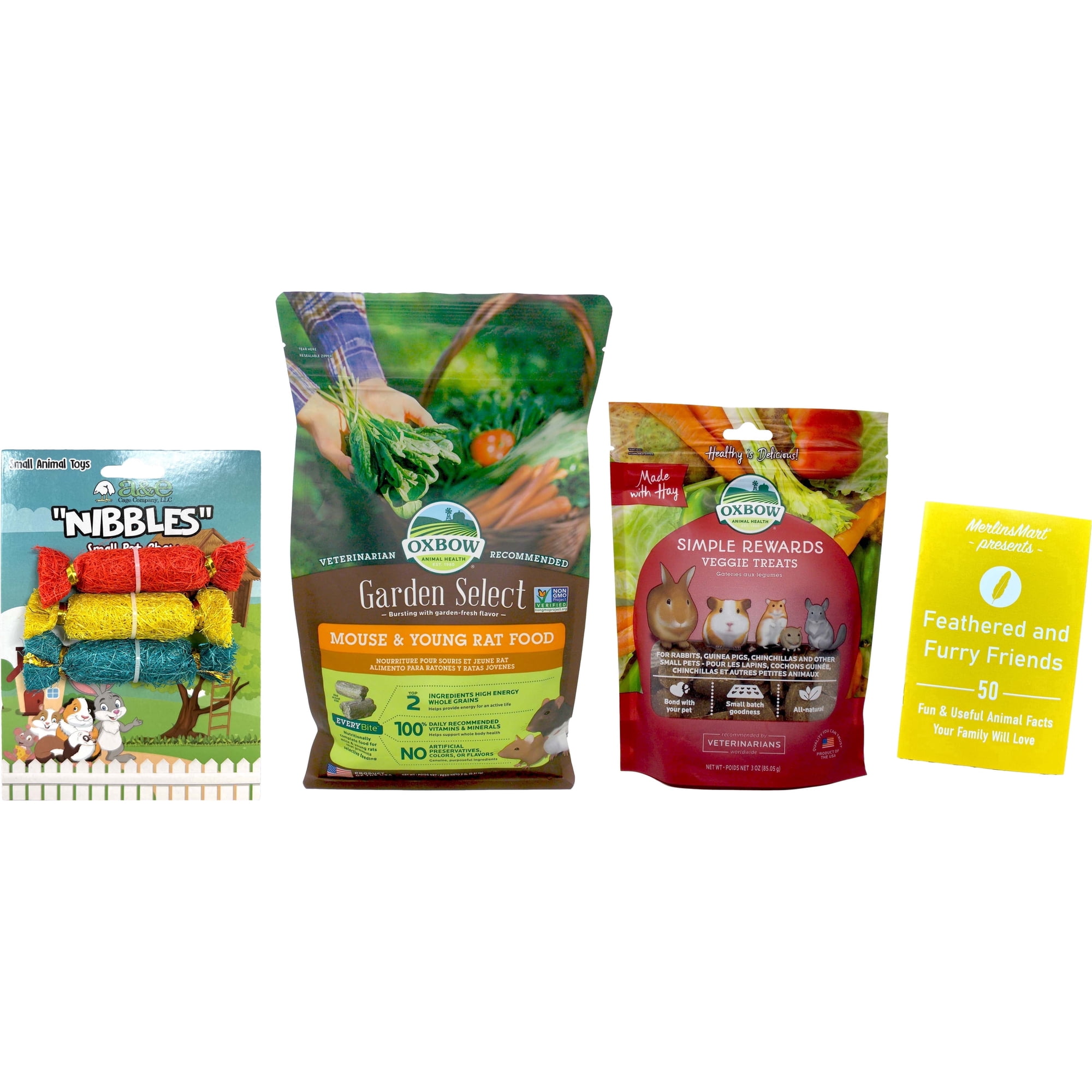 Oxbow Garden Select Mouse and Young Rat Food and Veggie Treats Variety Pack with MerlinsMart Zine and Chews