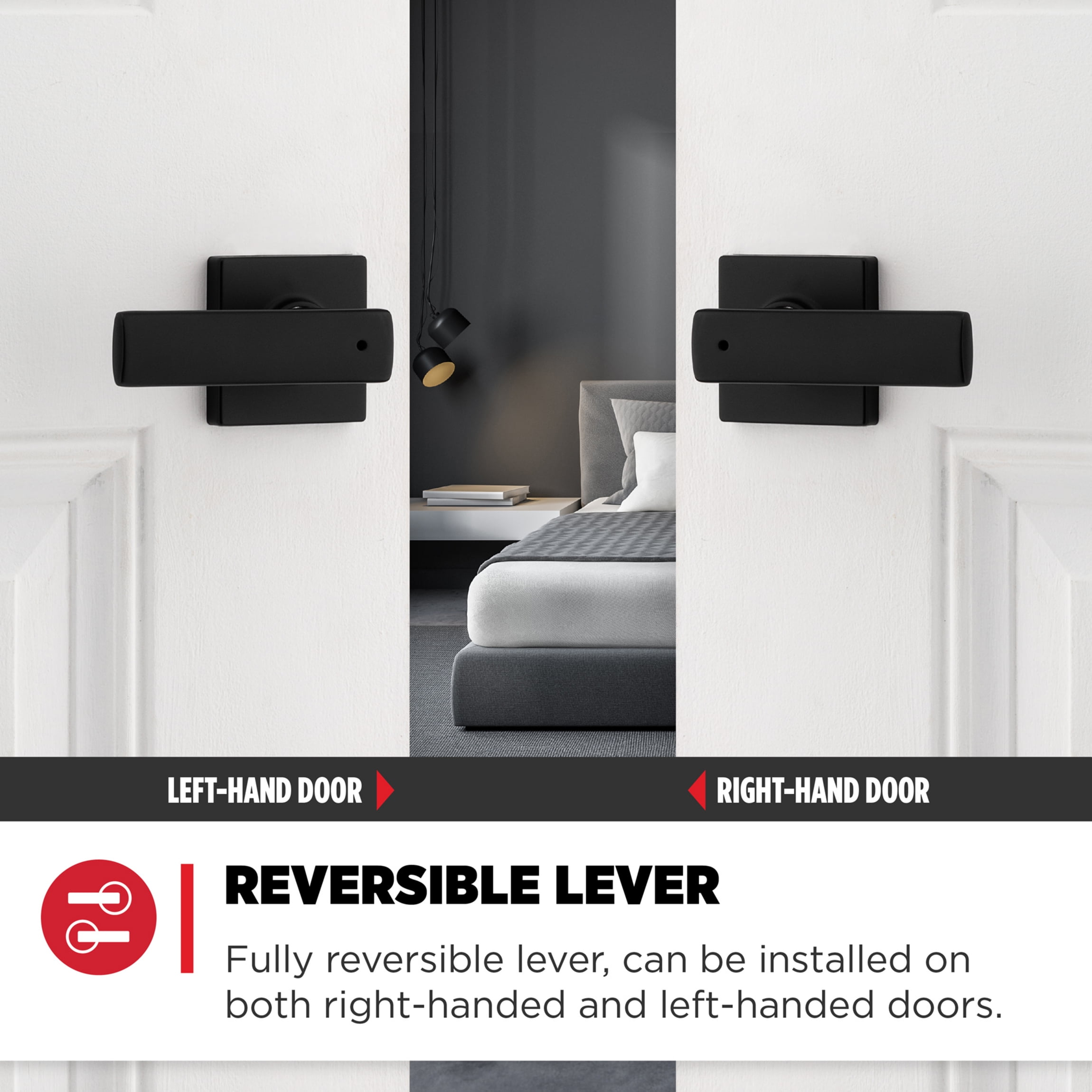 Kwikset Breton Square Privacy Lever Doorknob Matte Black