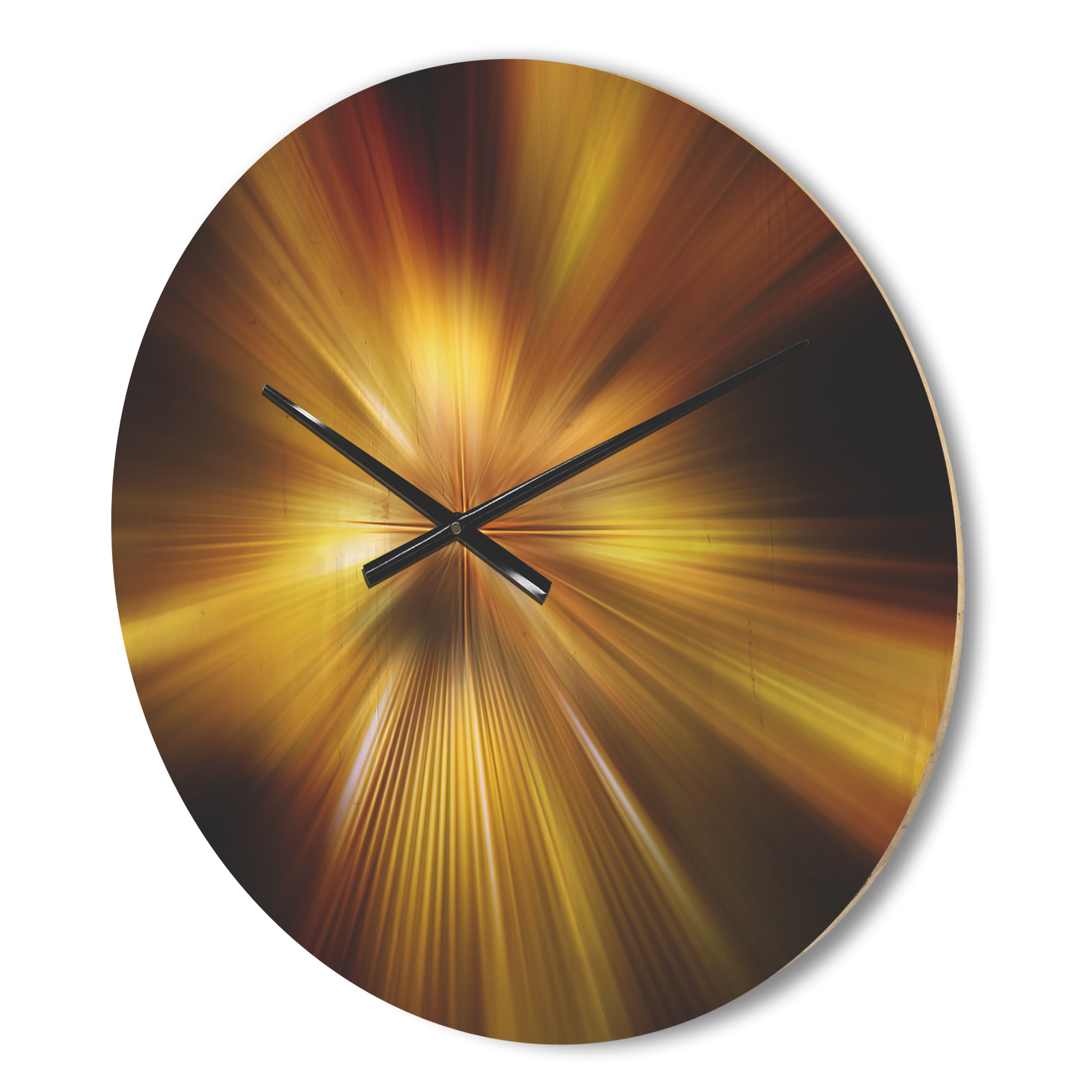 Designart 'Fractal Explosion of Golden Hue ' Modern Wood Wall Clock