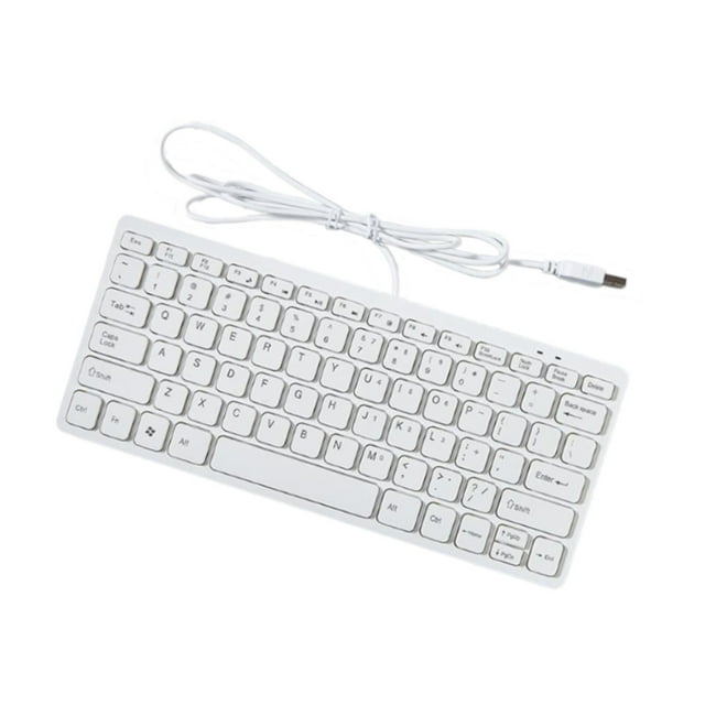 Transemion USB Wired Keyboard Small Comfortable Typing Office for Home Desktop Computer White 285x122x21mm