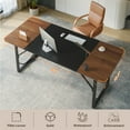 thumbnail image 3 of Pinmoco 63" Executive Desk, Lager Writing Desk with Metal Frame, Home and Office, Black with Walnut, 3 of 9