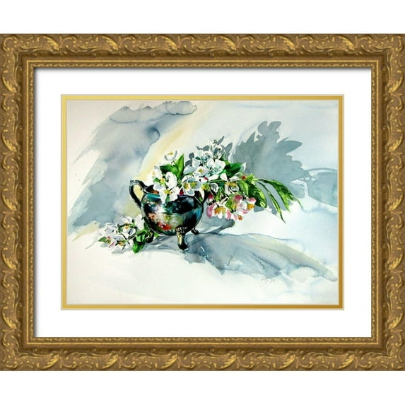 Kovacs, Anna Brigite 24x19 Gold Ornate Wood Framed with Double Matting Museum Art Print Titled - Still Life with Floral