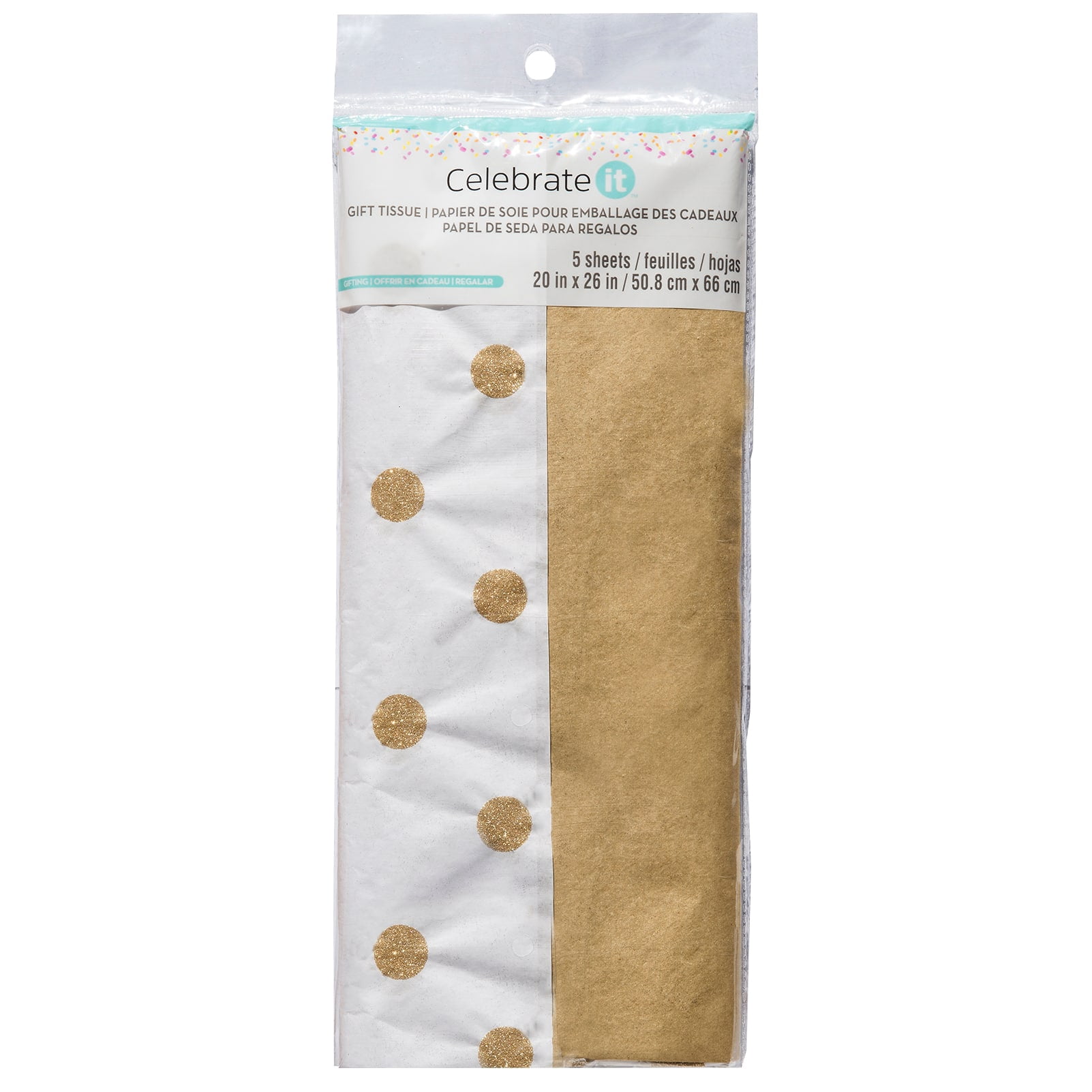 12 Packs: 5 ct. (60 total) Gold Dot Gift Tissue Paper by Celebrate It