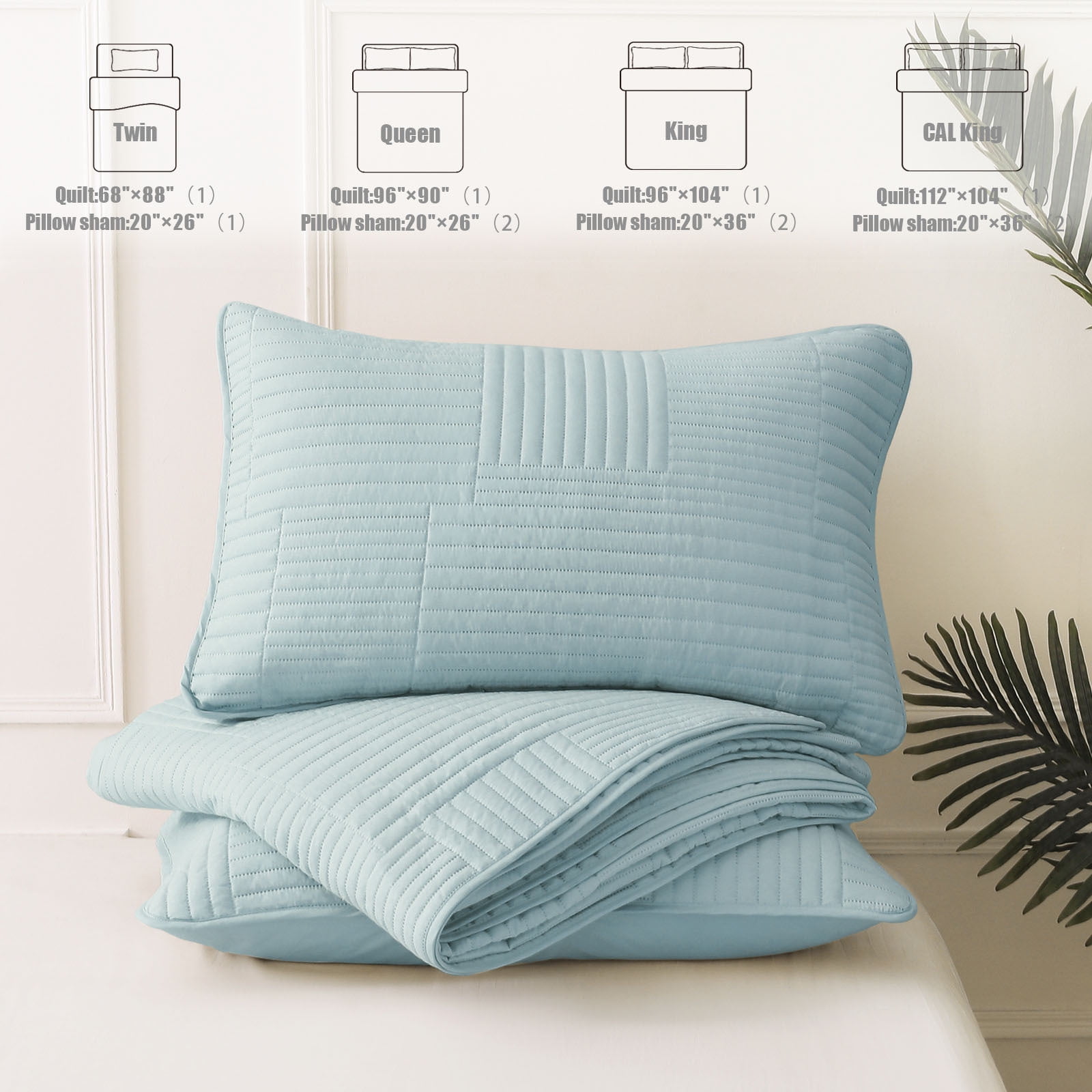 Whale Flotilla King Quilt Set, Soft and Lightweight Bedspreads Coverlet with Striped Pattern, Reversible Bedding Sets with Pillow Shams, 96x104 Inches, Aqua