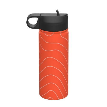 

KLL Salmon Fish Meat Pattern 18OZ Water Bottle With Straw Stainless Steel Sports Water Cup Flask Sports Water Cup Flask Wide Mouth Travel Thermal Mug