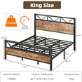 thumbnail image 2 of 4 EVER WINNER 51.2" Metal King Bed Frame with Tall Headboard & Footboard, King Bed Frame, Strong Metal Slats Support and Noise-Free Design with Under Bed Storage/No Box Spring Needed, Rustic Brown, 2 of 7