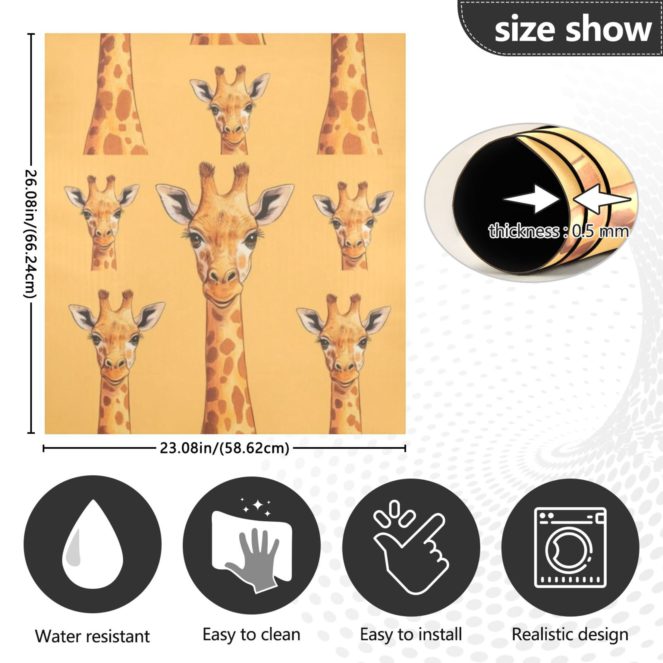 Dishwasher Magnetic Sticker 23x26 Inch Refrigerator Magnetic Sticker Washing Machine Magnetic Sticker Kitchen Panel Magnetic Sticker Home Decor Orange Cartoon Giraffe