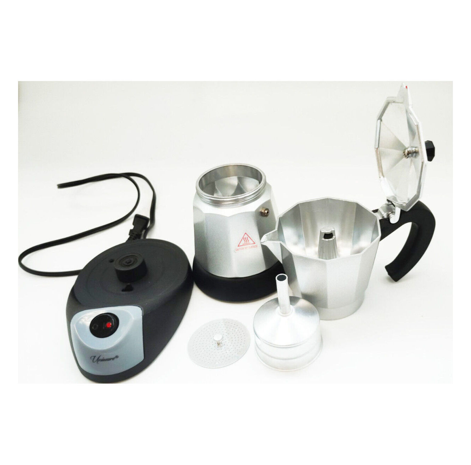 6 Cups Electric Aluminum Espresso Coffee Maker, 480 W,Silver