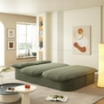 thumbnail image 4 of 78.7" Futon Sofa Bed, 2-in-1 Foldable Sleeper Sofa, Convertible Floor Couch with Pillows, Corduroy Couch, Multi Functional Blanket, Upholstered Boneless Couches for Living Room, Forest Green, 4 of 9
