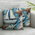 thumbnail image 3 of Chilfamy Ocean Theme Pillow Covers ,Seaside Splicing Wooden Stripes Cushion Covers for Car RV Camper Office,Blue White Sailboat Model Coastal Shell Starfish Outdoor Pillow Covers Multi-Size, 3 of 5