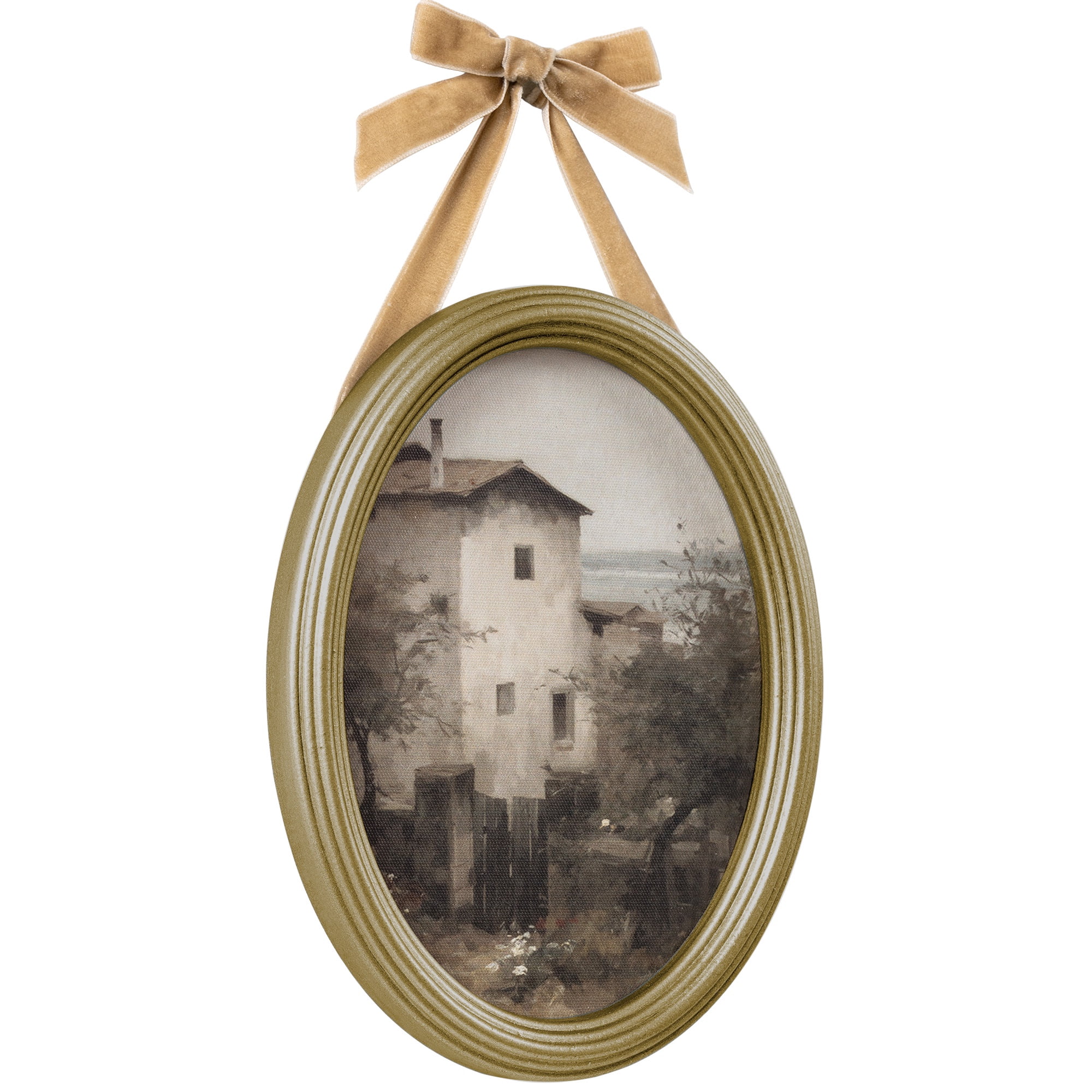My Texas House Spring Art Cottage Yard Scape Framed Canvas w/Velvet Hanger 6x8